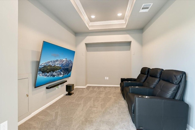 604 Rawson Bnd, Austin, TX 78738 - carpeted home theater with crown molding, recessed lighting, and a raised ceiling