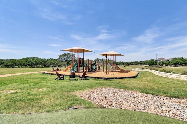 community playground with a lawn