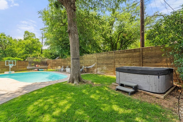 4107 Circletree Loop, Austin, TX 78731 - view of pool with a hot tub and a patio