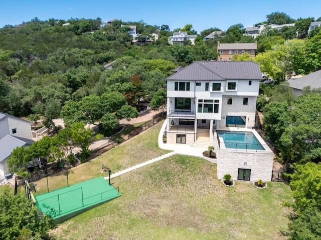 3401 Day Star Cv, Austin, TX 78746 - view from above of property featuring a pool area