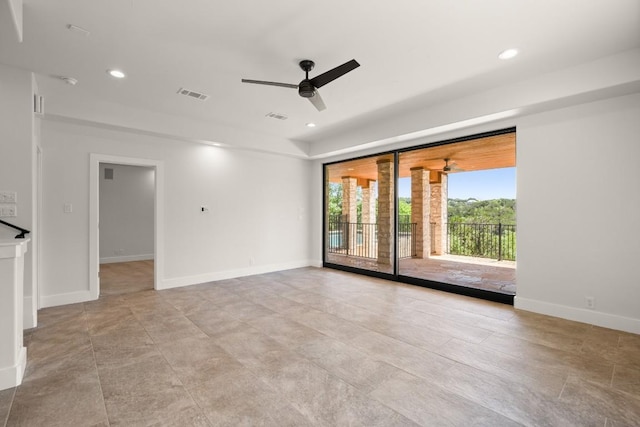 3401 Day Star Cv, Austin, TX 78746 - spare room featuring ceiling fan, recessed lighting, and light tile patterned flooring