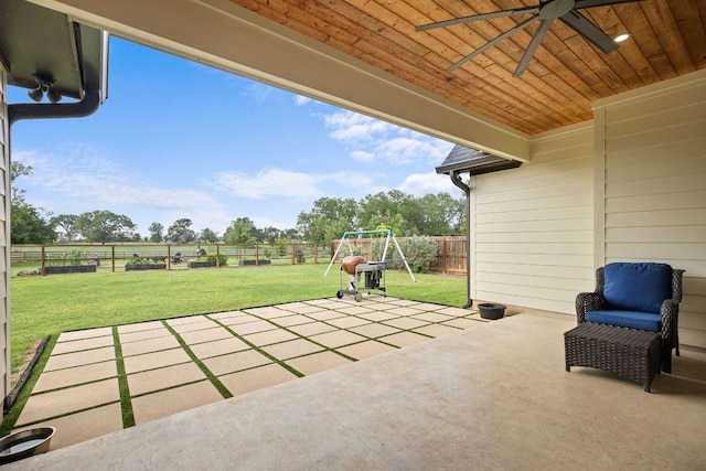 121 Gloria Blvd, Smithville, TX 78957 - view of patio with a ceiling fan, a playground, and area for grilling