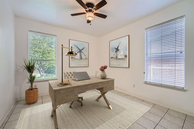 4712 Ramies Run, Austin, TX 78749 - office space with light tile patterned flooring and a ceiling fan