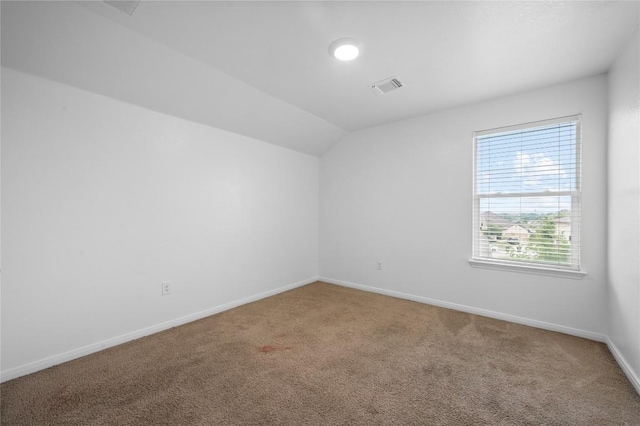 additional living space with carpet, lofted ceiling, and baseboards