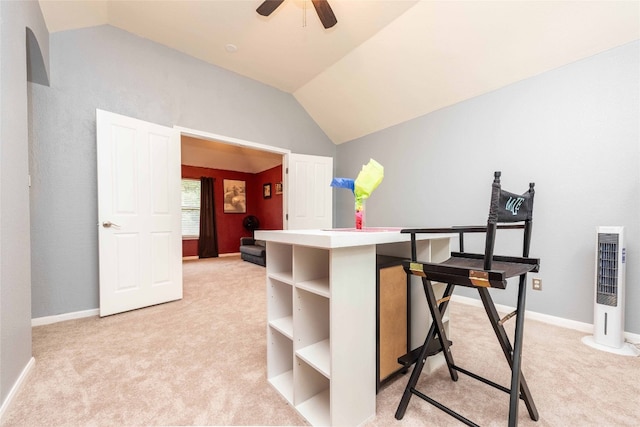 1006 Savanna Ln, Cedar Park, TX 78613 - office with lofted ceiling, light colored carpet, ceiling fan, and baseboards