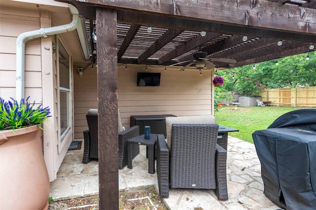 1006 Savanna Ln, Cedar Park, TX 78613 - view of patio / terrace featuring a pergola and a ceiling fan