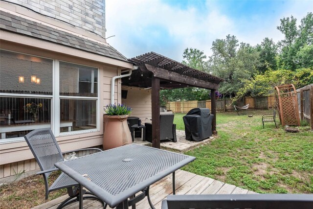 1006 Savanna Ln, Cedar Park, TX 78613 - wooden terrace with a pergola, area for grilling, and outdoor dining area