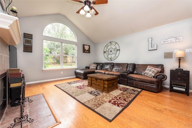 1006 Savanna Ln, Cedar Park, TX 78613 - living area with ceiling fan, wood finished floors, and lofted ceiling