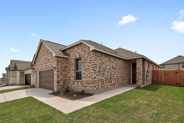 4923 Mozzafiato Ln, Round Rock, TX 78665 - view of front of house featuring brick siding, a garage, concrete driveway, and roof with shingles