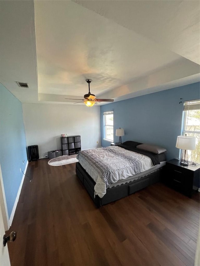 907 Vernon Dr, Copperas Cove, TX 76522 - bedroom featuring a raised ceiling, wood finished floors, multiple windows, and baseboards