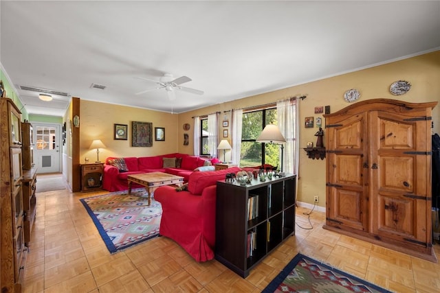 10908 Slaughter Creek Dr, Austin, TX 78748 - living area featuring ceiling fan and baseboards