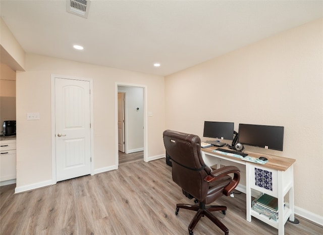 2702 Double Tree St, Round Rock, TX 78681 - office area with light wood finished floors, baseboards, and recessed lighting