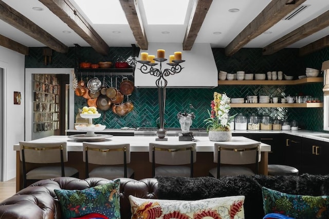 713 E 32nd St, Austin, TX 78705 - indoor wet bar with backsplash and beamed ceiling