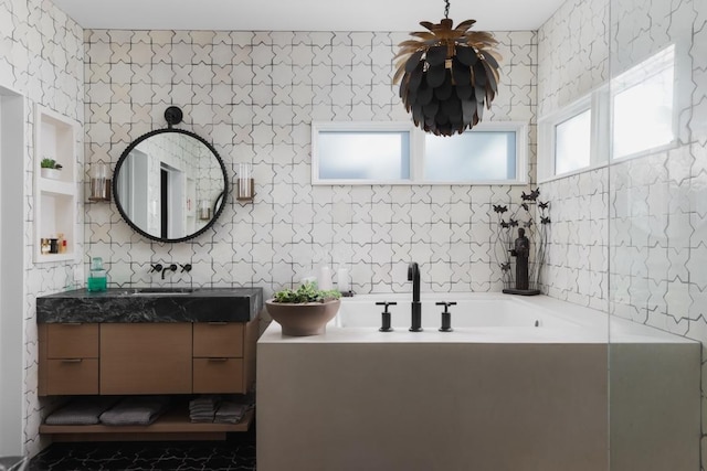 713 E 32nd St, Austin, TX 78705 - full bath with vanity and tile walls