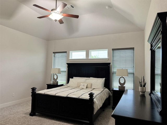 1162 Thicket Ln, New Braunfels, TX 78132 - bedroom with lofted ceiling, multiple windows, carpet flooring, and baseboards