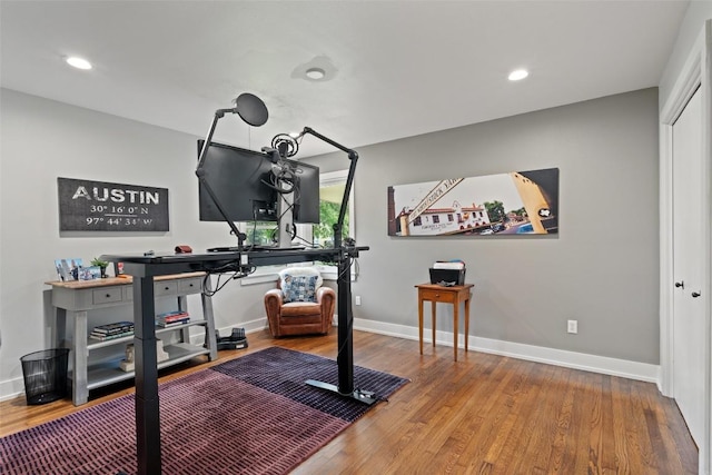 1254 S Church St, Georgetown, TX 78626 - office featuring wood finished floors, baseboards, and recessed lighting