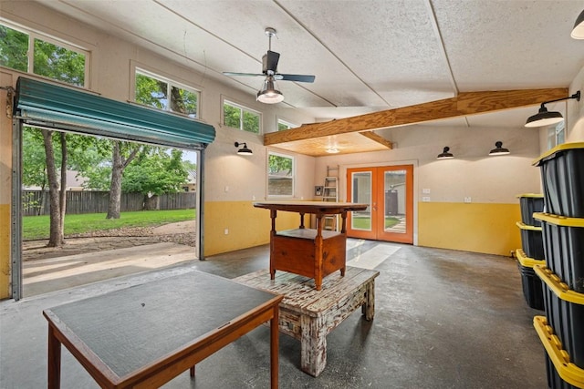 1254 S Church St, Georgetown, TX 78626 - dining area with concrete floors and ceiling fan