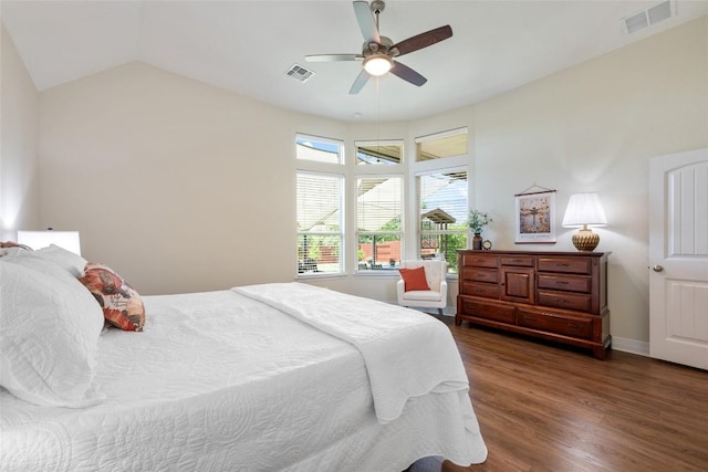 152 Baretta Loop, Buda, TX 78610 - bedroom with wood finished floors, a ceiling fan, and lofted ceiling