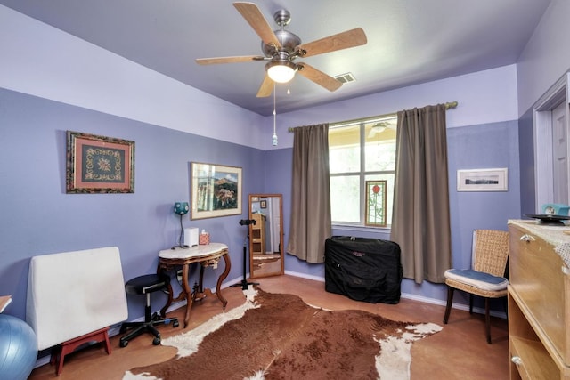 2809 Lost Oak Cv, Georgetown, TX 78628 - home office featuring ceiling fan, baseboards, and carpet flooring