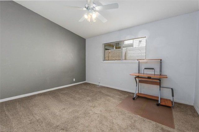 5601 Woodrow Ave Unit 109, Austin, TX 78756 - carpeted spare room featuring a ceiling fan, baseboards, and lofted ceiling