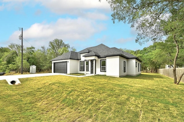 109 E Pauwela Ln, Bastrop, TX 78602 - view of front of property with concrete driveway, stucco siding, a garage, and a shingled roof