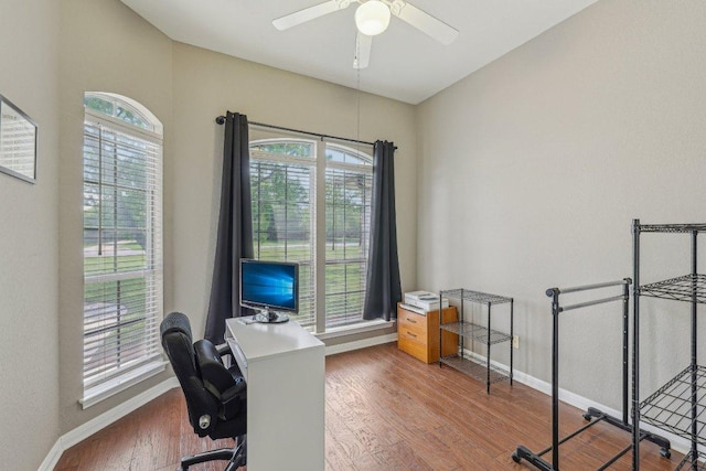 602 Leisurewoods Dr, Buda, TX 78610 - office area featuring wood finished floors and baseboards