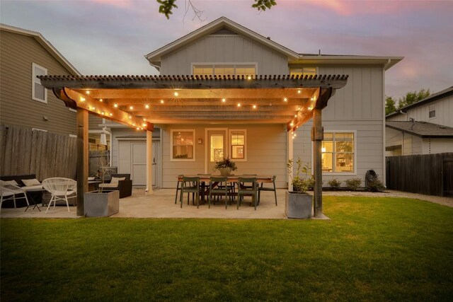 5607 Roosevelt Ave, Austin, TX 78756 - back of property featuring a pergola, a fenced backyard, and a patio area