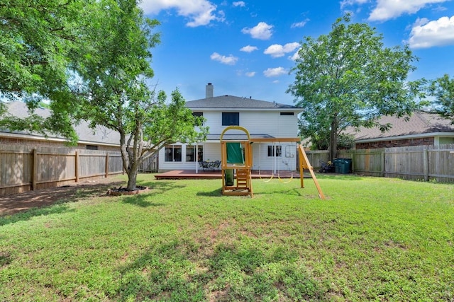 16914 Dorman Dr, Round Rock, TX 78681 - rear view of house with a chimney and a fenced backyard