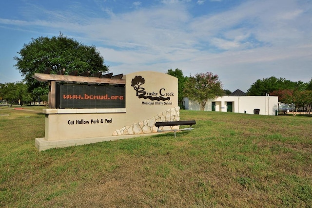 16914 Dorman Dr, Round Rock, TX 78681 - community / neighborhood sign featuring a yard