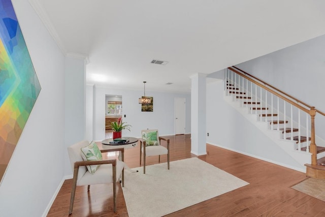 16914 Dorman Dr, Round Rock, TX 78681 - interior space with ornamental molding, stairs, and wood finished floors