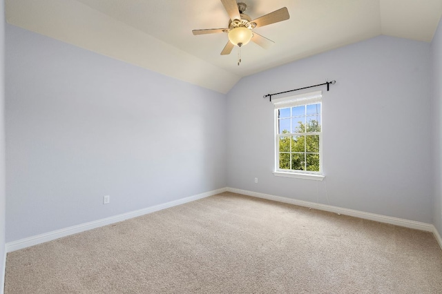 8317 Turning Trl, Austin, TX 78737 - carpeted empty room with lofted ceiling, baseboards, and a ceiling fan