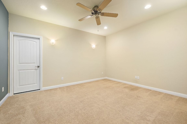 8317 Turning Trl, Austin, TX 78737 - unfurnished room featuring light carpet, a ceiling fan, baseboards, and recessed lighting