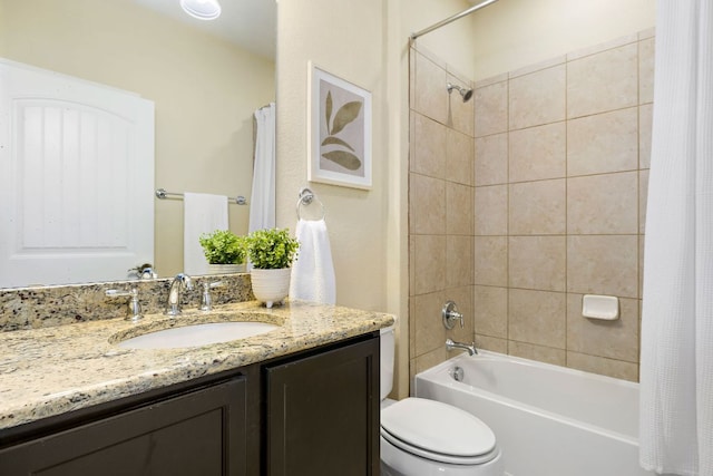 8317 Turning Trl, Austin, TX 78737 - bathroom featuring shower / bathtub combination with curtain, toilet, and vanity