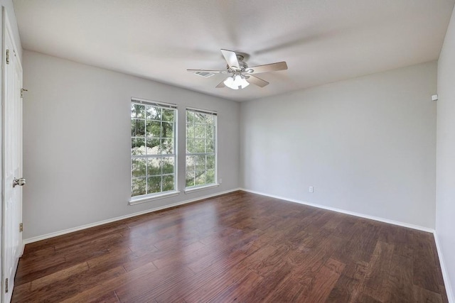 3831 Epperson Trl, Austin, TX 78732 - spare room with ceiling fan, dark wood-type flooring, and baseboards