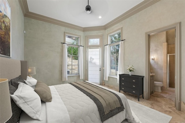 16010 Canard Cir, Austin, TX 78734 - bedroom with ornamental molding and ensuite bathroom