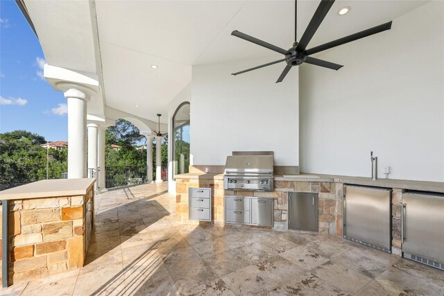 16010 Canard Cir, Austin, TX 78734 - view of patio with exterior kitchen and a ceiling fan
