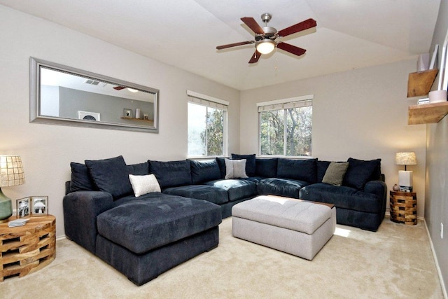 10312 Laredo Dr Unit 165, Austin, TX 78748 - carpeted living area with a ceiling fan and baseboards
