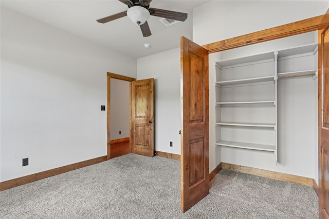 20603 Ridgeview Rd, Lago Vista, TX 78645 - unfurnished bedroom featuring carpet flooring, a closet, and ceiling fan