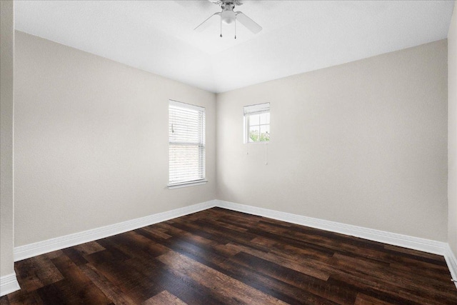 5517 Brady Bayou Cv, Austin, TX 78738 - empty room with a ceiling fan and dark wood-style flooring