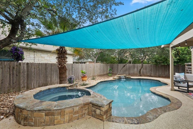 2502 Nightshade Dr, Cedar Park, TX 78613 - view of swimming pool featuring a fenced backyard and a pool with connected hot tub