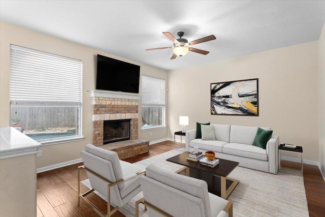 2502 Nightshade Dr, Cedar Park, TX 78613 - living area featuring a ceiling fan, plenty of natural light, and wood finished floors