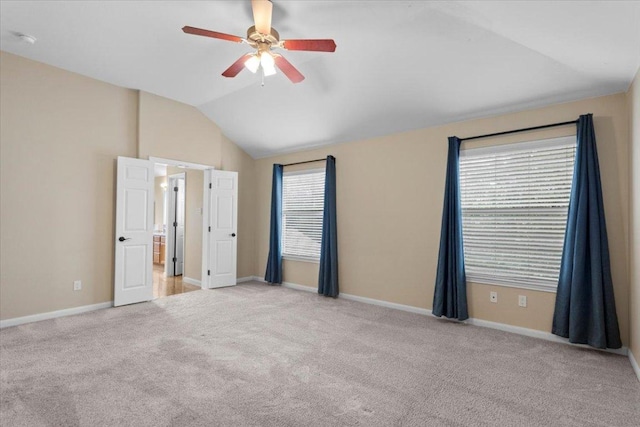 2502 Nightshade Dr, Cedar Park, TX 78613 - unfurnished bedroom featuring vaulted ceiling, carpet floors, baseboards, and ceiling fan
