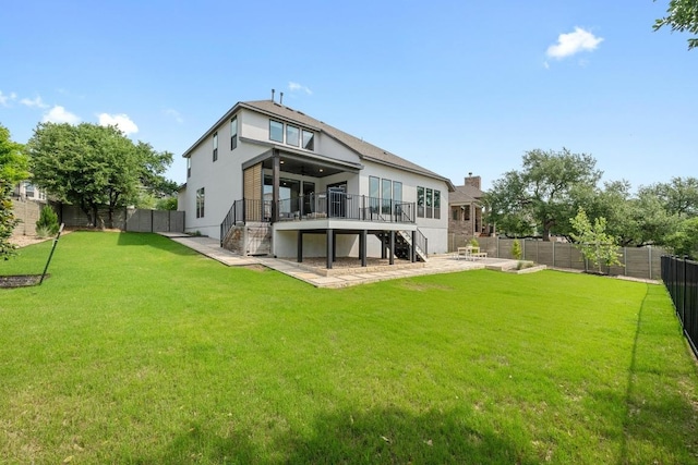 1204 Moonlight Terrace Dr, Georgetown, TX 78628 - back of property with stairs, a fenced backyard, a deck, and a patio