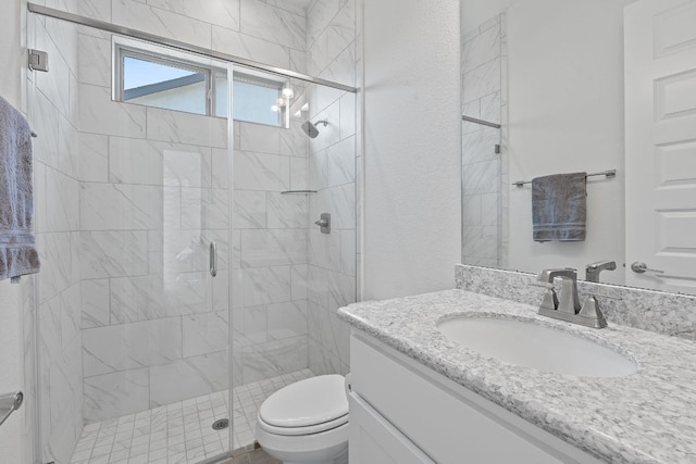 1437 Argyll Park, Bulverde, TX 78163 - bathroom with toilet, a shower stall, and vanity