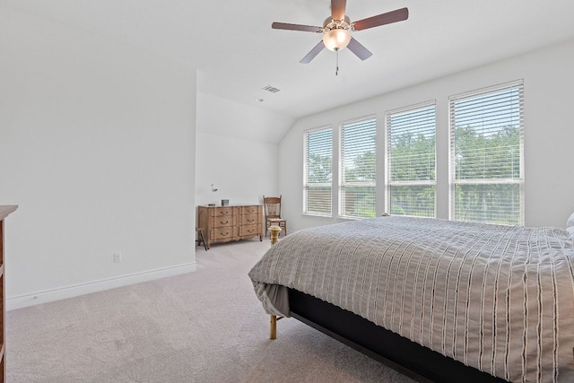 1437 Argyll Park, Bulverde, TX 78163 - carpeted bedroom featuring baseboards, vaulted ceiling, and ceiling fan