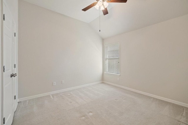 765 Bent Wood Pl, Round Rock, TX 78665 - carpeted spare room with a ceiling fan, baseboards, and vaulted ceiling