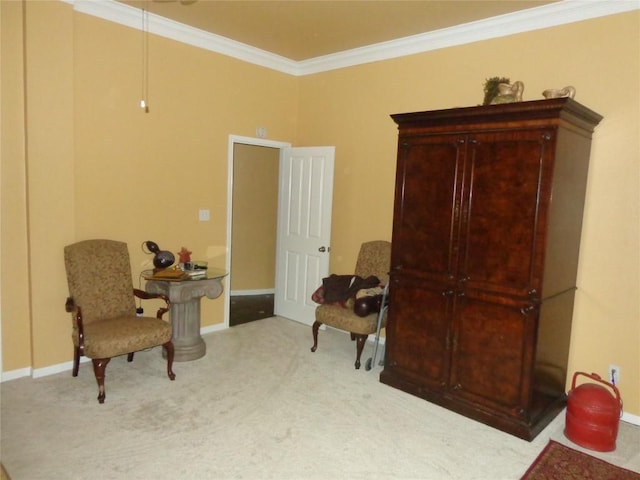 4003 Wyman Cv, Round Rock, TX 78681 - sitting room featuring carpet, crown molding, and baseboards