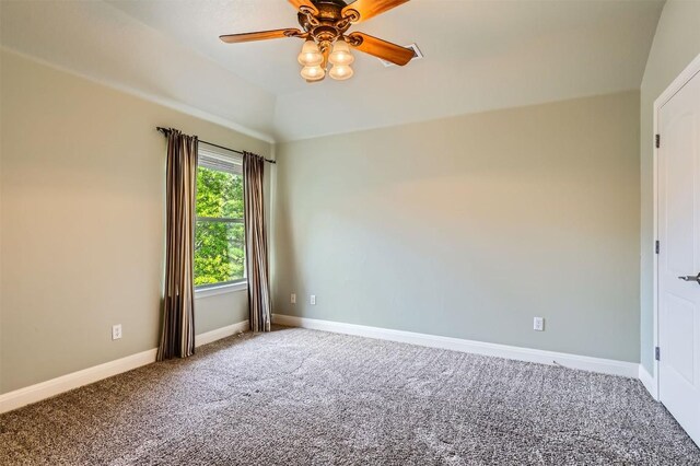 205 Sebastians Run, Austin, TX 78738 - carpeted empty room featuring a ceiling fan and lofted ceiling
