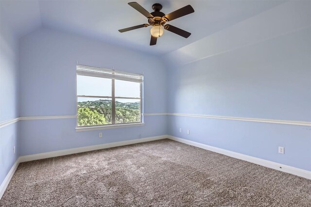 205 Sebastians Run, Austin, TX 78738 - carpeted spare room with vaulted ceiling and a ceiling fan