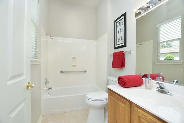 115 Blazing Star Dr, Georgetown, TX 78633 - full bath with toilet, shower / bath combination, vanity, and tile patterned flooring